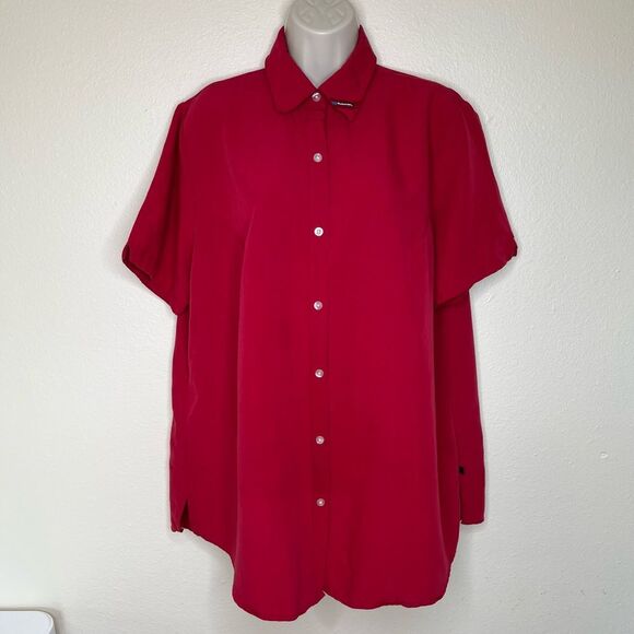 Vintage Crest McDonalds Uniform Shirt Womens Short Sleeve Red Button Down Medium - Picture 15 of 15